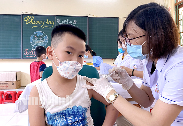 Tiêm phòng cho trẻ từ 5 đến dưới 12 tuổi ở thành phố Ninh Bình.