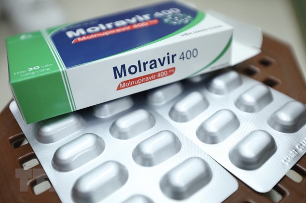 Thuốc điều trị COVID-19 chứa hoạt chất Monulpiravir chính hãng cho bệnh nhân F0. (Ảnh: Minh Quyết/TTXVN)