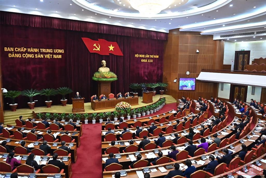 Quang cảnh Hội nghị lần thứ 5 Ban Chấp hành Trung ương Đảng Cộng sản Việt Nam khóa XIII.