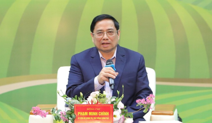 Thủ tướng Phạm Minh Chính tại buổi đối thoại với nông dân, sáng 29/5. Ảnh: Phạm Chiểu